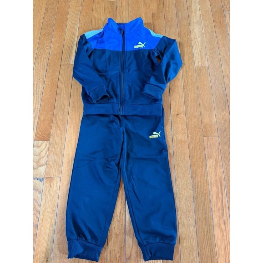 Puma Boys Sz 5 Track Suit Set Outfit Full Zip Jacket and Pull On Pants Navy Blue
